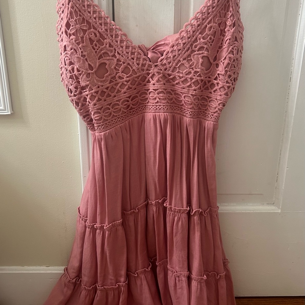 Pink Crochet Lace Dress